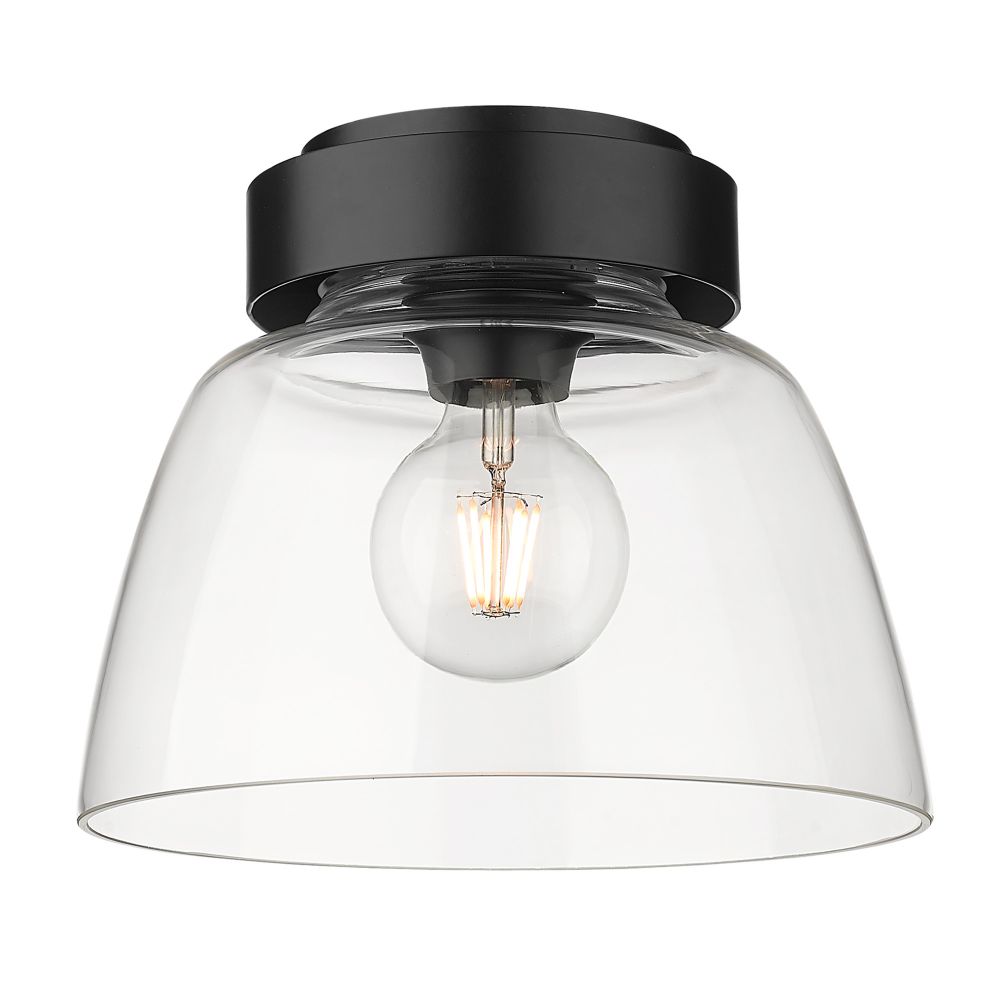 Golden Lighting 0314-FM10 BLK-CLR Remy Flush Mount - 10" in Matte Black with Clear Glass Shade